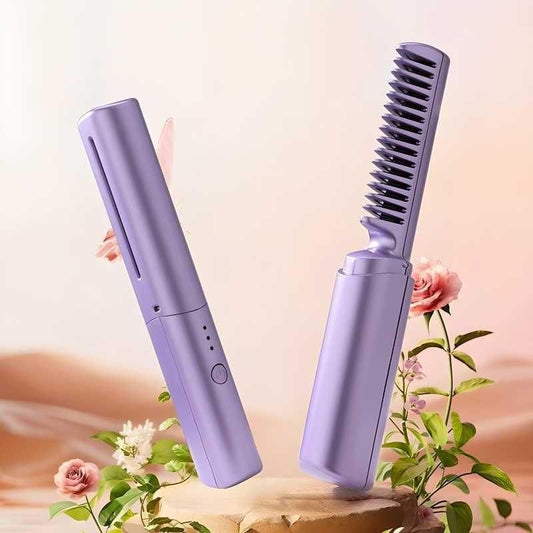 Cordless Mini Hair Straightener & Hot Comb – Rechargeable & Portable