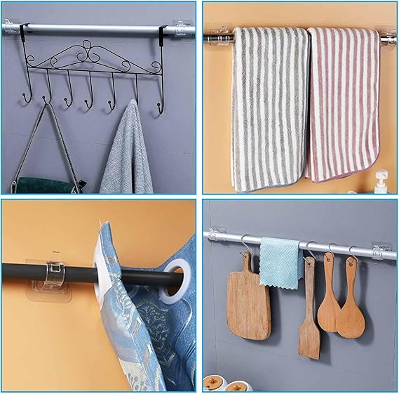 Drill-Free Rod Holder Clips – Self-Adhesive Hooks (6 Pack)