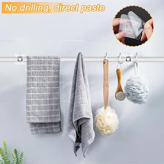 Drill-Free Rod Holder Clips – Self-Adhesive Hooks (6 Pack)