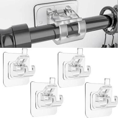 Drill-Free Rod Holder Clips – Self-Adhesive Hooks (6 Pack)