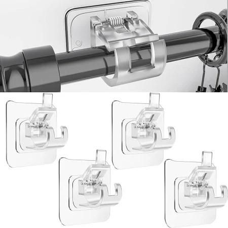 Drill-Free Rod Holder Clips – Self-Adhesive Hooks (6 Pack)