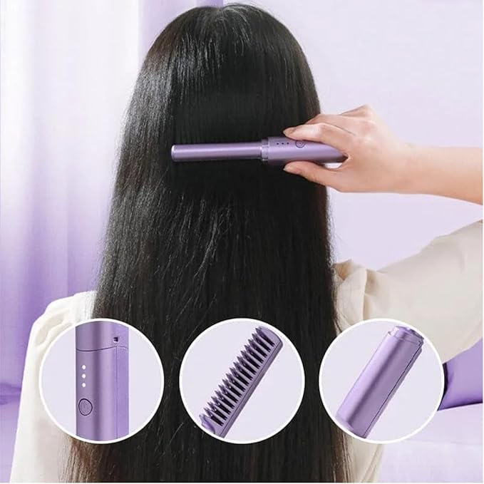 Cordless Mini Hair Straightener & Hot Comb – Rechargeable & Portable