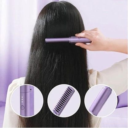 Cordless Mini Hair Straightener & Hot Comb – Rechargeable & Portable