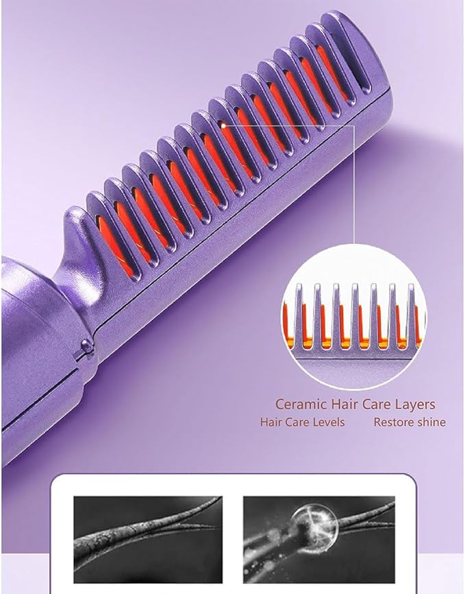 Cordless Mini Hair Straightener & Hot Comb – Rechargeable & Portable