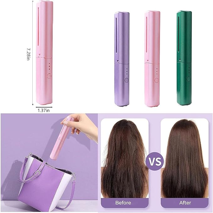 Cordless Mini Hair Straightener & Hot Comb – Rechargeable & Portable